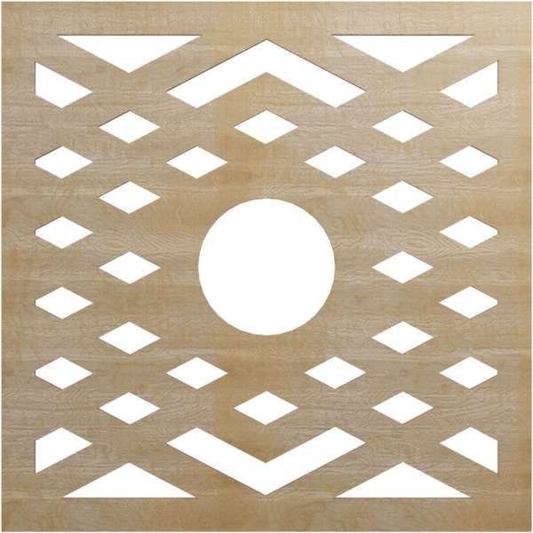 Ekena Millwork Chevron Wood Fretwork Pierced Ceiling Medallion, Hickory, 24"OD x 6 1/4"ID x 1/4"T CMWP24X24X0250CHHI - main